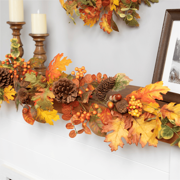 Northlight 5ft. Autumn Leaves & Pinecone Fall Harvest Garland alternate view