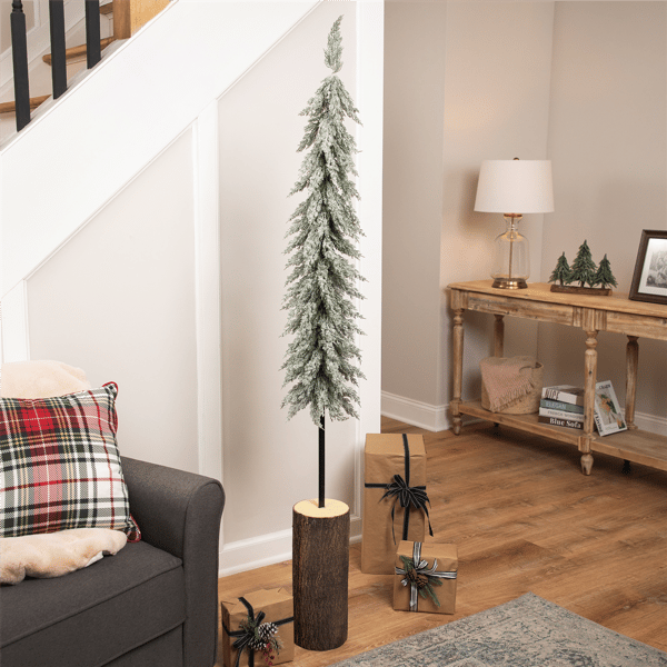 Northlight 5.5ft. Slim Flocked Norfolk Pine Christmas Tree