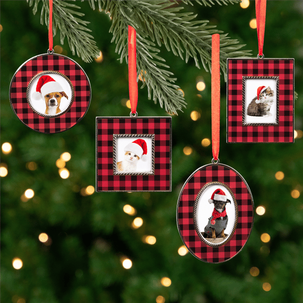Northlight 4ct. Buffalo Plaid Photo Frame Christmas Ornaments