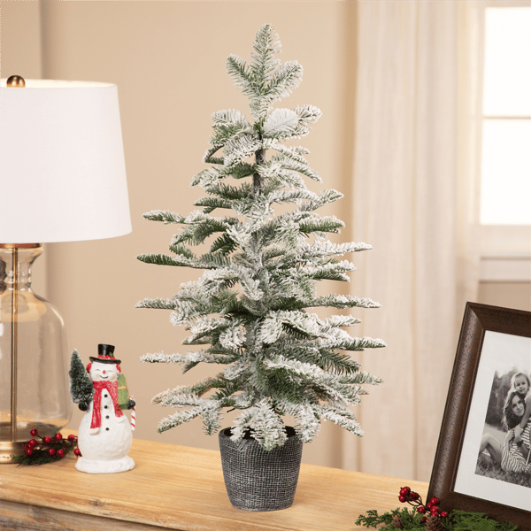 Northlight 28in. Flocked Pine Potted Artificial Christmas Tree
