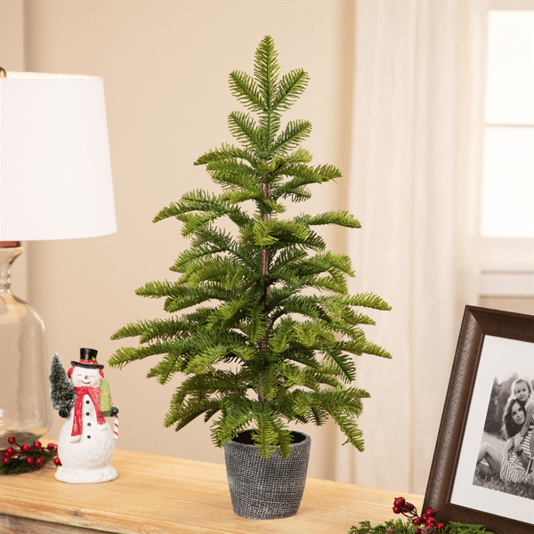 Northlight 28in. Pine Christmas Tree in Round Gingham Pot