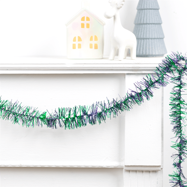 Northlight 12ft. Blue & Green Shiny Tinsel Christmas Garland