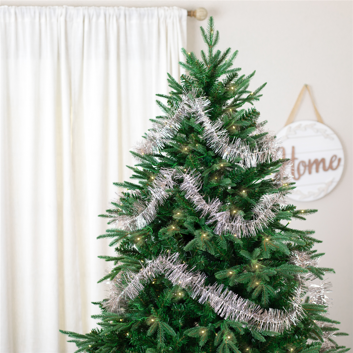 36233146 18 ft. x 3 in. Two-Tone Shiny Tinsel Christmas Garland, Silver & Pink
