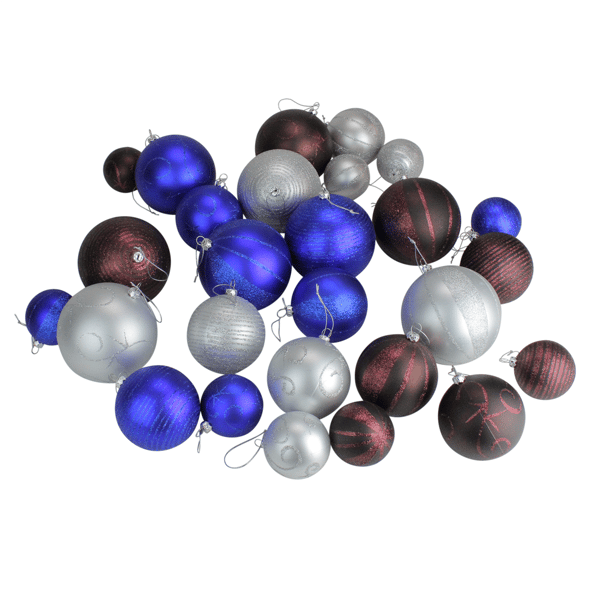 CMI 27ct Blue & Brown Shatterproof Matte Christmas Ball Ornaments