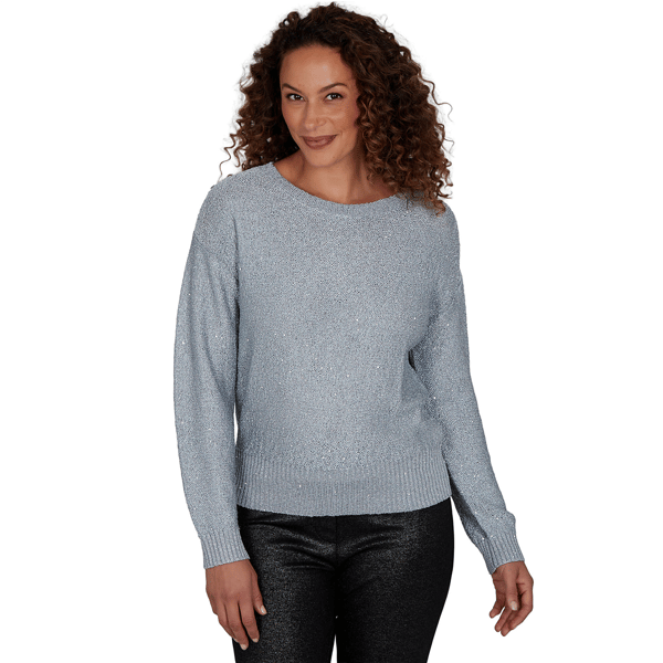 Womens Emaline Lavender Revelry Long Sleeve Sequin Sweater