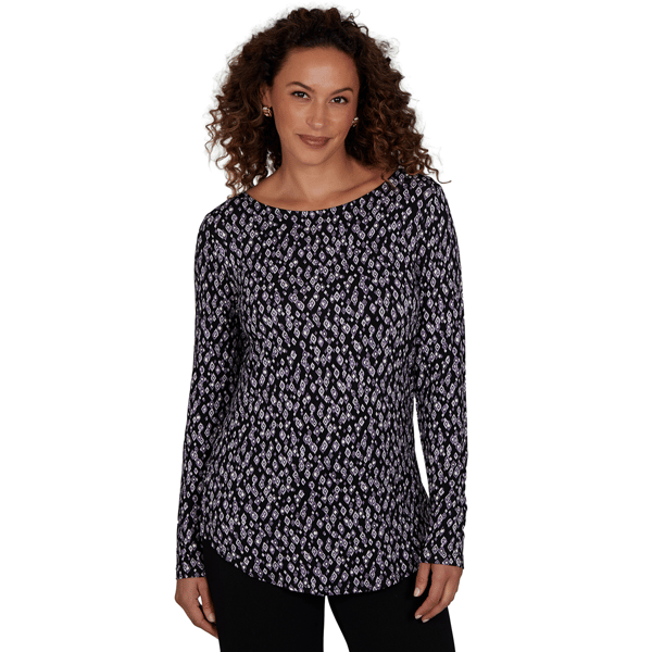 Womens Emaline Lavender Revelry Long Sleeve Diamond Blouse