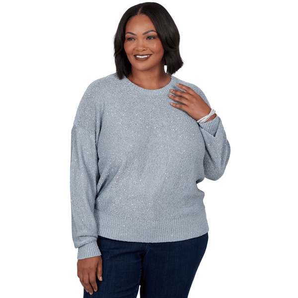 Plus Size Emaline Lavender Revelry Long Sleeve Sequin Sweater