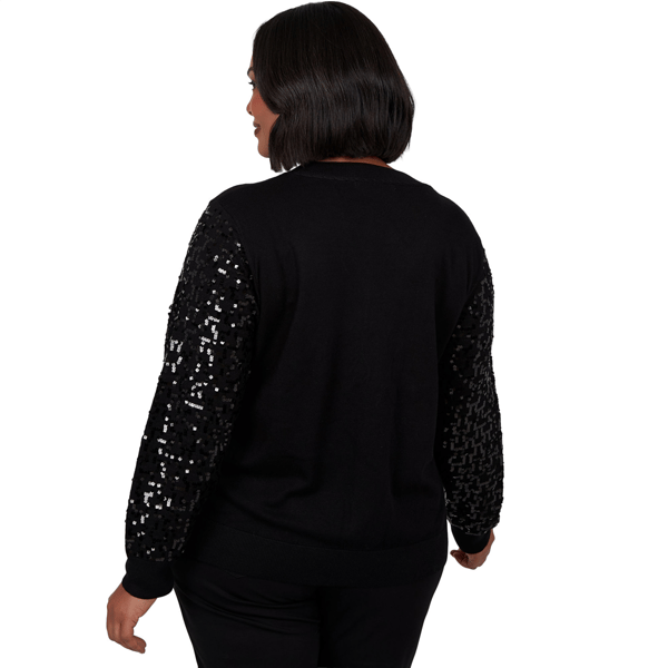 Plus Size Emaline Lavender Revelry Sequin Sleeve V-Neck Sweater alternate view