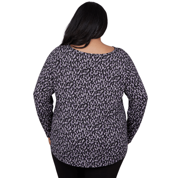 Plus Size Emaline Lavender Revelry Long Sleeve Diamond Blouse alternate view