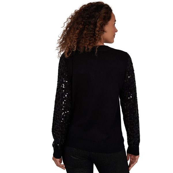 Petite Emaline Lavender Revelry Sequin Sleeve V-Neck Sweater alternate view