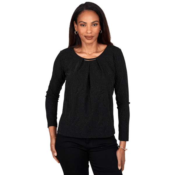 Womens Emaline Soiree Long Sleeve Hardware Neck Detail Blouse