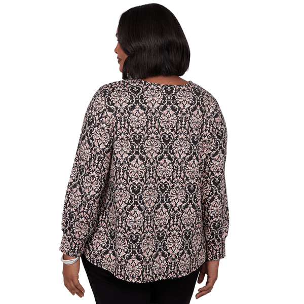 Plus Size Emaline Soiree Long Sleeve Damask Blouse alternate view