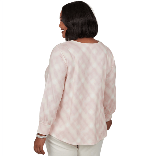 Plus Size Emaline Soiree Embellished Neck Abstract Plaid Sweater alternate view