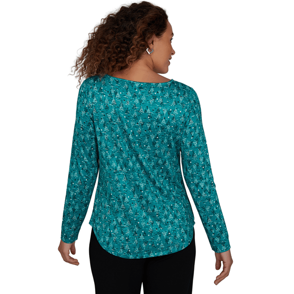 Womens Emaline Holiday Festivities Allover Tree and Stars Tee alternate view
