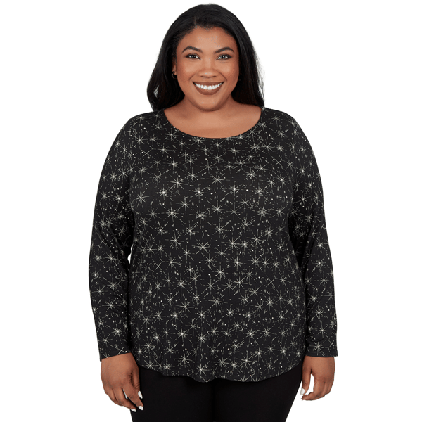 Plus Size Emaline Holiday Festivities Long Sleeve Starlight Tee