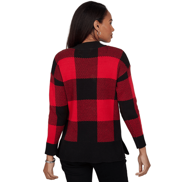 Womens Hearts of Palm Wrapped in Rubies Buffalo Check Sweater alternate view