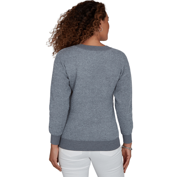 Womens Hearts of Palm Silver Linings Long Sleeve Floral Sweater alternate view