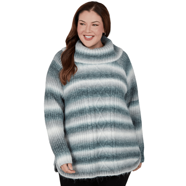 Plus Size Hearts of Palm Silver Linings Ombre Stripe Sweater