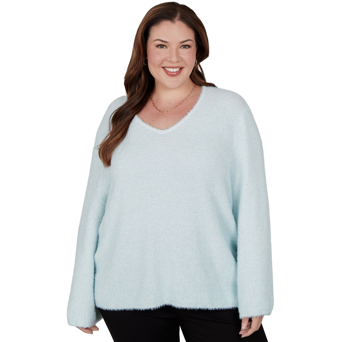 Plus Size Hearts of Palm Silver Linings Solid Eyelash Sweater