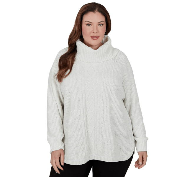 Plus Size Hearts of Palm Silver Linings Turtleneck Sweater