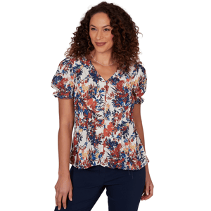 Plus Size Emaline Summer In The City Puff Sleeve Pleated Blouse