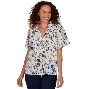 Petite Emaline Summer In The City Tie Neck Floral Blouse