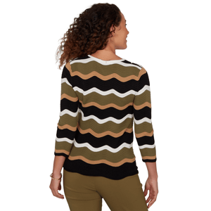 Womens Emaline La Vita Costiera 3/4 Sleeve Wavy Stripe Sweater alternate view