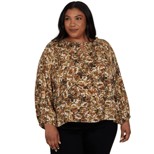 Plus Size Emaline La Vita Costiera 3/4 Sleeve Floral Blouse