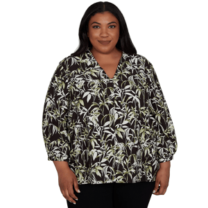 Plus Size Emaline La Vita Costiera Crushed Faille Leaf Blouse
