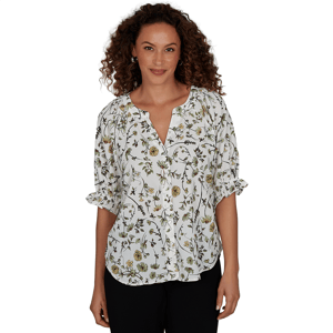 Petite Emaline La Vita Costiera Elbow Sleeve Floral Blouse