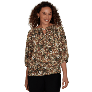 Petite Emaline La Vita Costiera 3/4 Sleeve Abstract Floral Blous