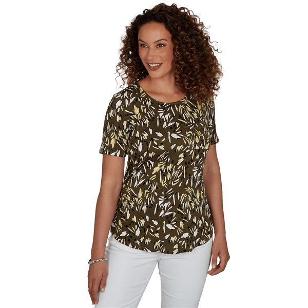 Womens Emaline Key Items Short Sleeve Round Neck Abstract Tee