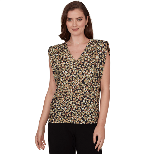 Womens Emaline Key Items Cap Sleeve Abstract Dot Blouse