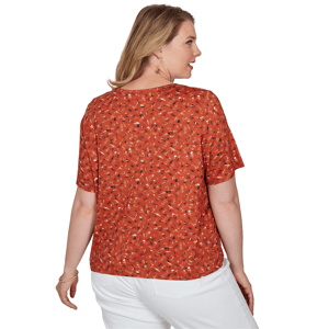 Plus Size Emaline Key Items Short Sleeve Abstract Tie Hem Blouse alternate view