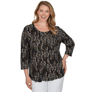 Plus Size Emaline Key Items 3/4 Sleeve Abstract Dot Tee