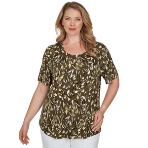 Plus Size Emaline Key Items Short Sleeve Round Neck Abstract Tee