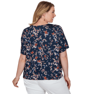 Plus Size Emaline Key Items Short Sleeve Tie Hem Butterfly Blouse alternate view