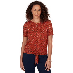 Petite Emaline Key Items Short Sleeve Abstract Tie Hem Blouse