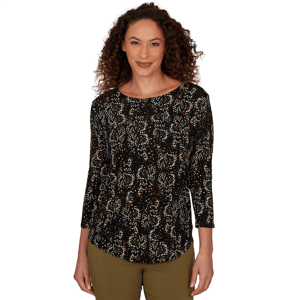 Petite Emaline Key Items 3/4 Sleeve Abstract Dot Tee
