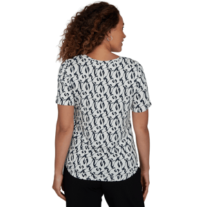 Petite Emaline Key Items Short Sleeve Abstract V Neck Blouse alternate view