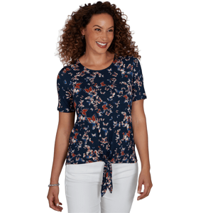 Petite Emaline Key Items Short Sleeve Tie Hem Butterfly Blouse