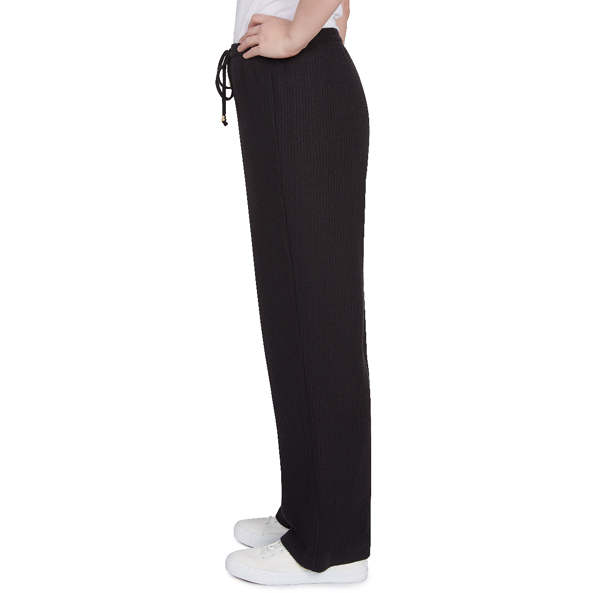 Petite Hearts Of Palm Red-y To Shine Solid Rib Wide Leg Pants