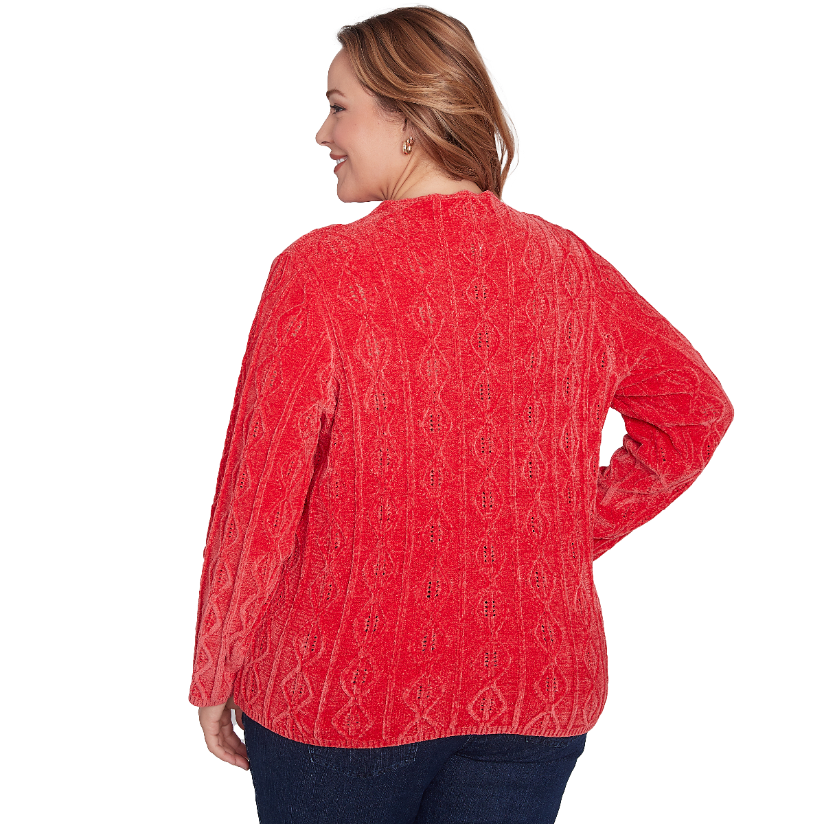 Plus Size Hearts Of Palm Red-y To Shine Diamond Chenille Sweater