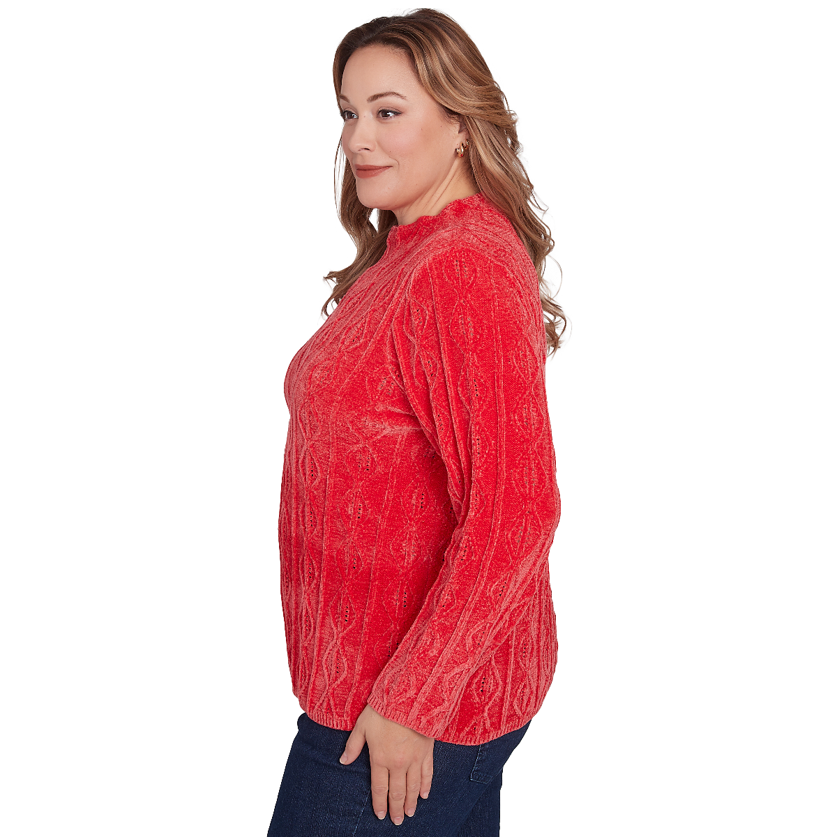 Plus Size Hearts Of Palm Red-y To Shine Diamond Chenille Sweater