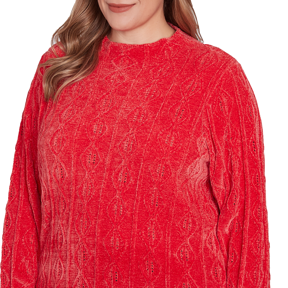 Plus Size Hearts Of Palm Red-y To Shine Diamond Chenille Sweater