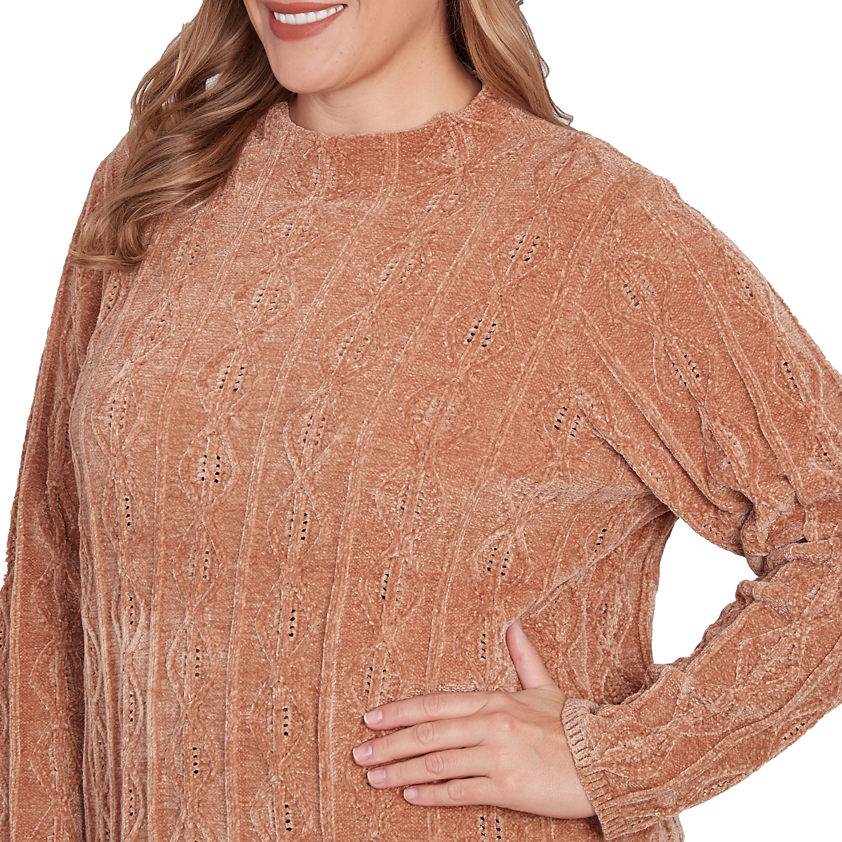 Plus Size Hearts Of Palm Red-y To Shine Diamond Chenille Sweater