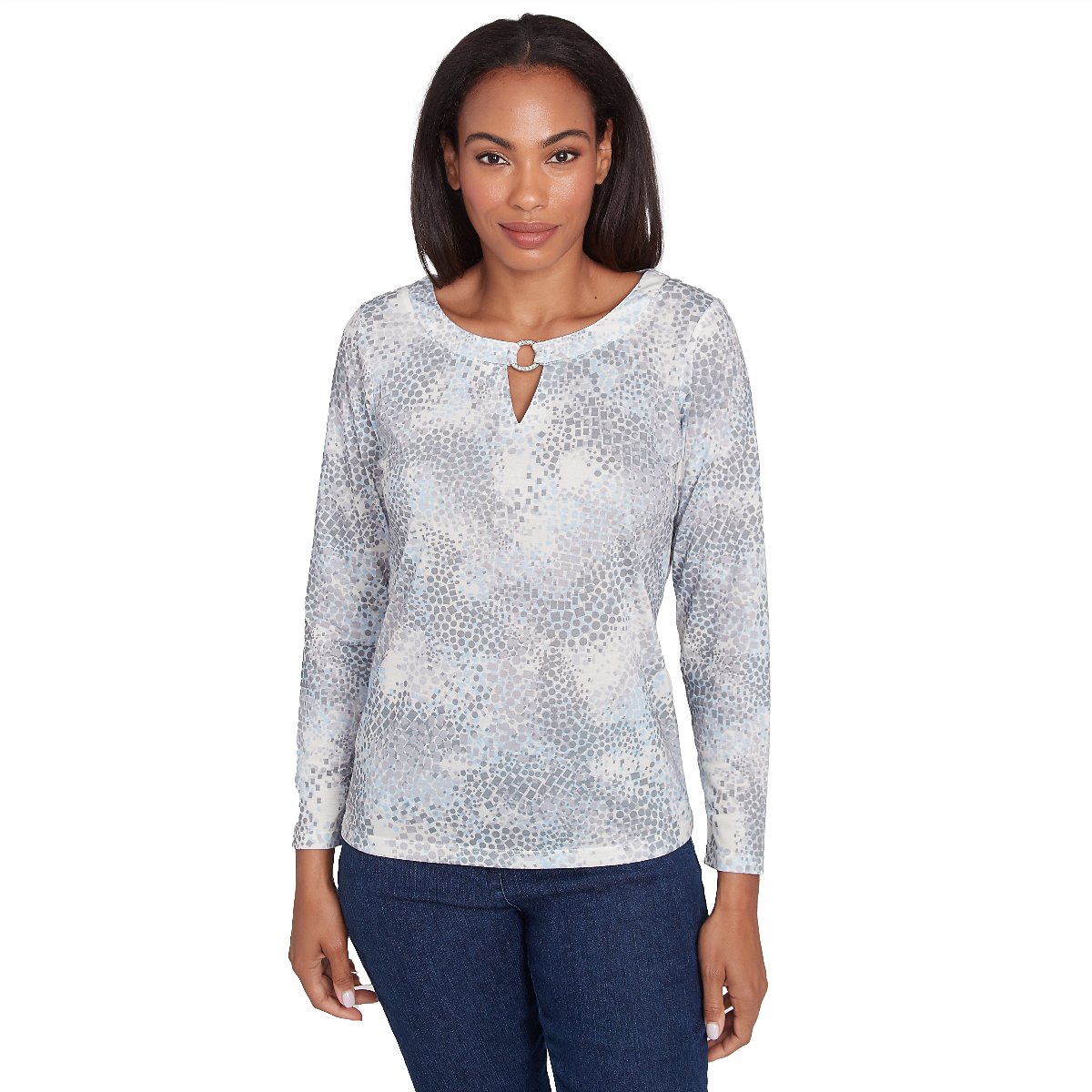 Plus Size Hearts Of Palm Blue My Mind Long Sleeve Ring Neck Tee