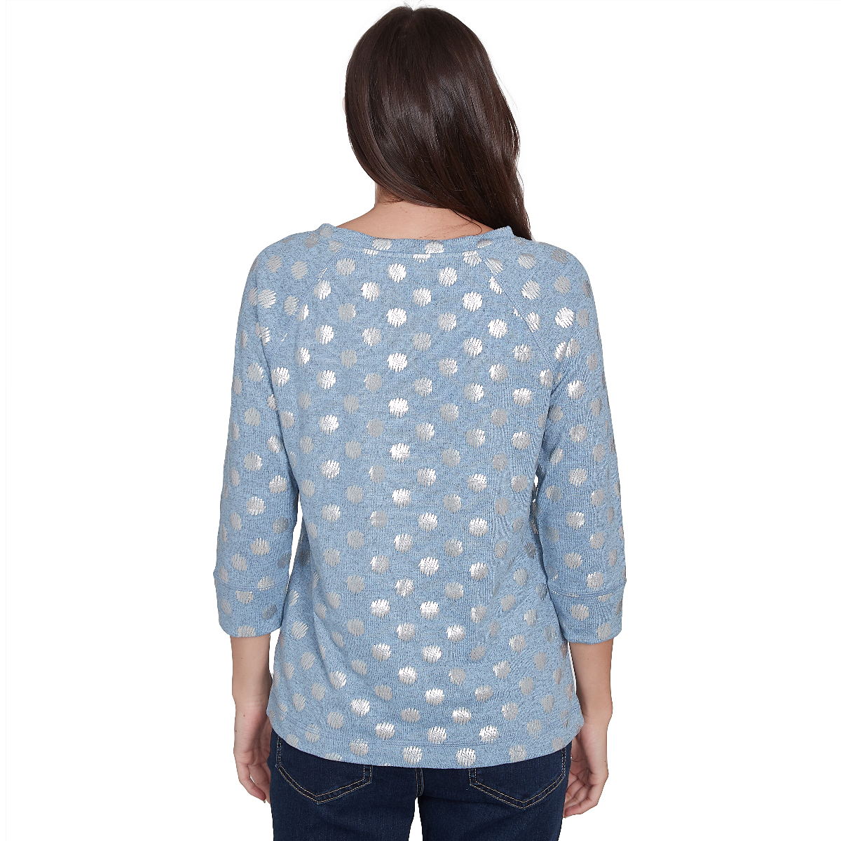 Plus Size Hearts Of Palm Blue My Mind 3/4 Sleeve Dot Tee