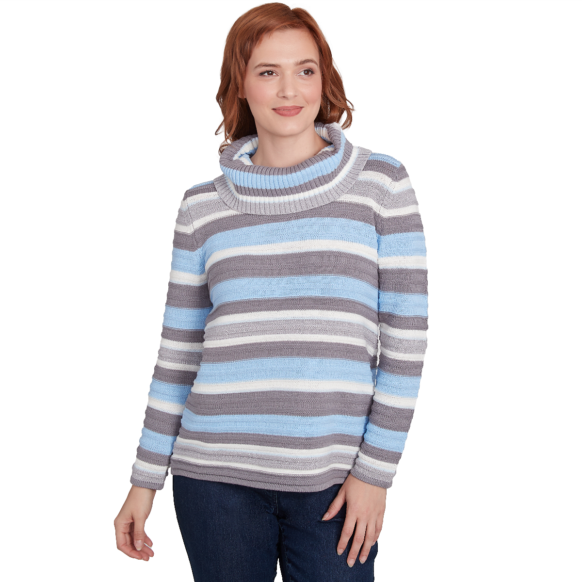 Womens Hearts Of Palm Blue My Mind Long Sleeve Striped Sweater