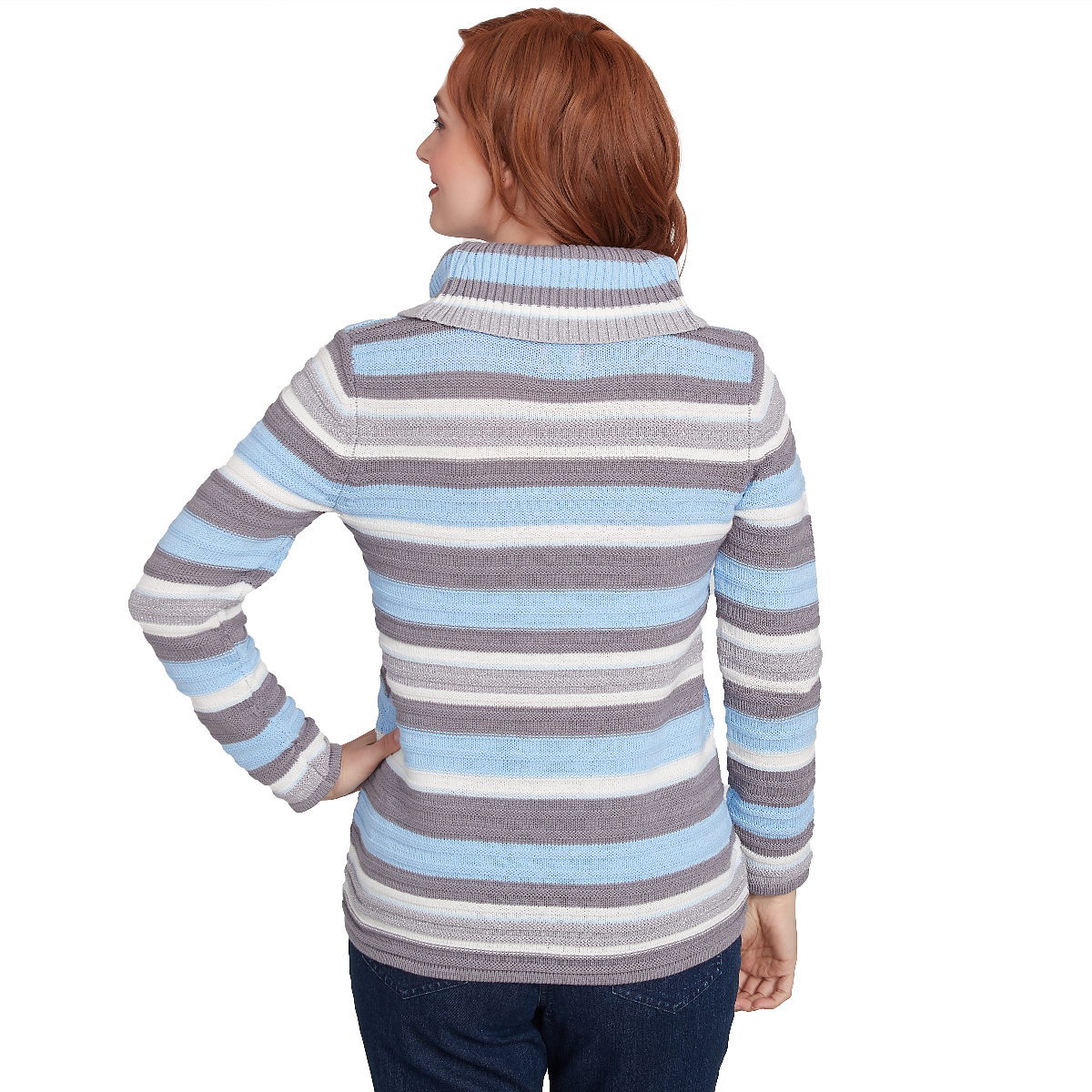 Womens Hearts Of Palm Blue My Mind Long Sleeve Striped Sweater